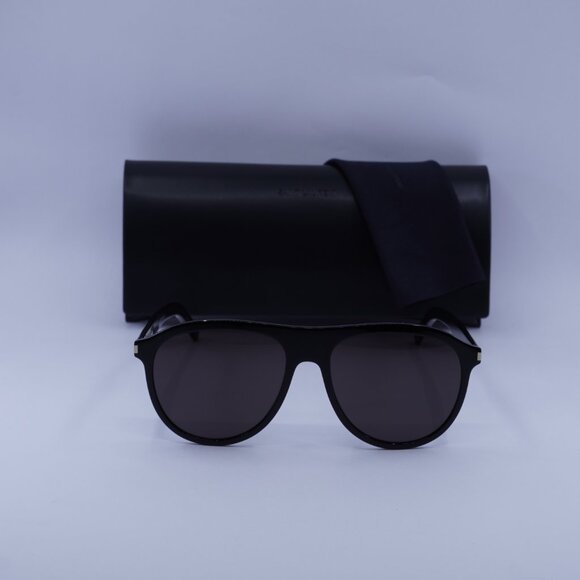 Saint Laurent SL432 SLIM 001 Aviator Sunglasses - Black - Picture 3 of 10